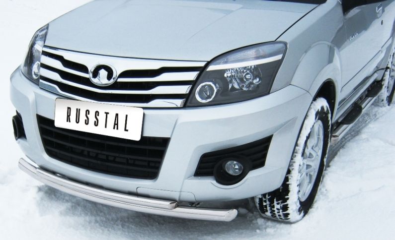 Защита RusStal переднего бампера d76/42 (дуга) для Great Wall Hover H3 2011-2014. Артикул GH3Z-000303