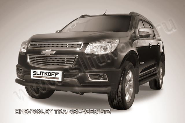 Защита Slitkoff переднего бампера d76 ЧЕРНАЯ матовая для Chevrolet TrailBlazer II 2012-2016. Артикул CHTB12-003B