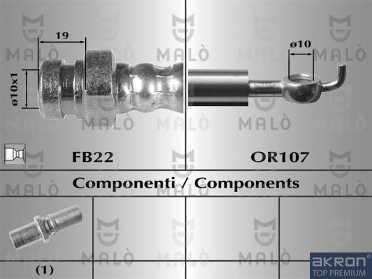 Тормозной шланг Malò задний для Volvo V40 I 1995-2004. Артикул 80626