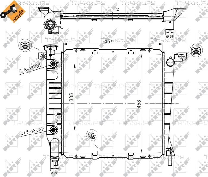 Радиатор охлаждения двигателя NRF (алюминий). Артикул 50379