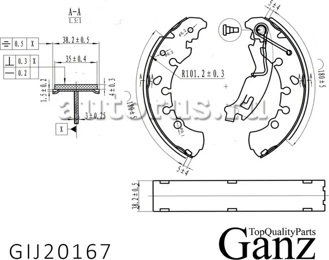 Колодки барабанные GRANDE PUNTO/CORSA D/CORSA Mk III GANZ GIJ20167 Ganz. Артикул GIJ20167