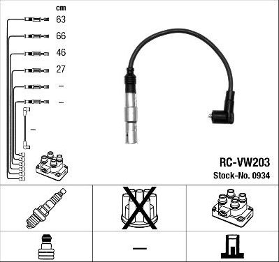 Высоковольтные провода (провода зажигания) (комплект) NGK для Audi A3 I (8L) 1996-2003. Артикул 0934