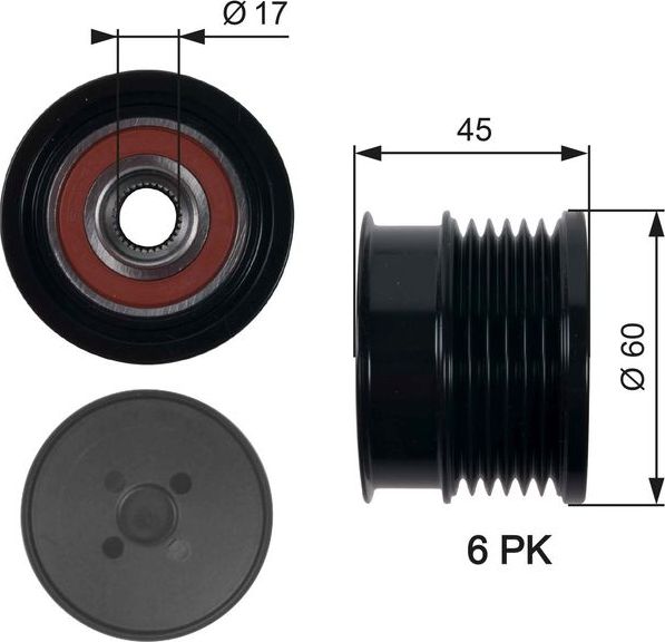 Муфта генератора обгонная Gates DriveAlign® для Opel Vectra C 2005-2008. Артикул OAP7156