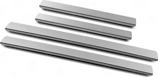 Накладки RusStal на пороги (лист нерж. зеркальный) для ВАЗ Lada Kalina II 2013-2018. Артикул LAKALIN04-01