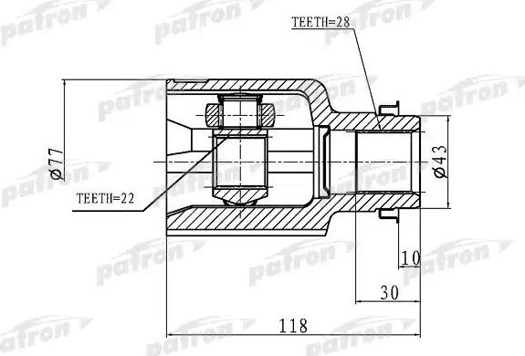 Шрус внутренний (граната) Patron. Артикул PCV1046
