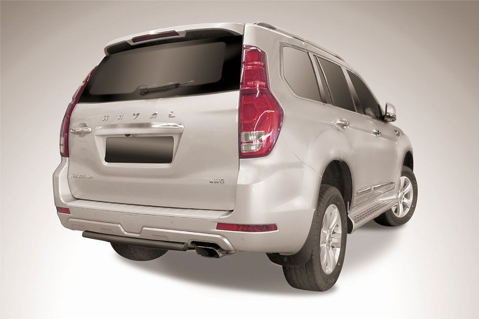 Защита Slitkoff заднего бампера d57 короткая для Haval H9 I рестайлинг 2017-2026 Черная. Артикул HavH9-17-008B