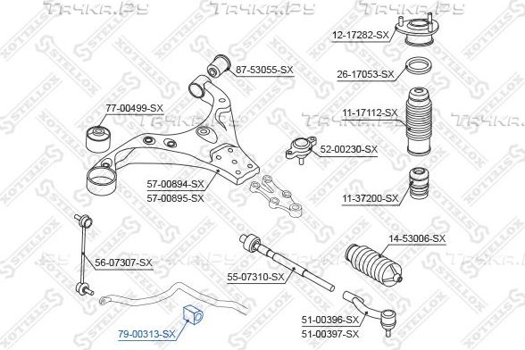 Втулка стабилизатора Stellox передняя для Kia Ceed I 2006-2012. Артикул 79-00313-SX