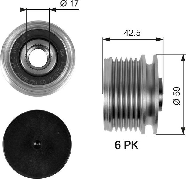 Муфта генератора обгонная Gates DriveAlign® для Renault Clio IV 2012-2019. Артикул OAP7106