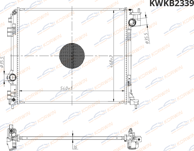 Радиатор охлаждения Nissan Qashqai (13-)/X-Trail (14-) 1.2-2.0i 1.6D(гар 2 года) (Korwin). Артикул KWKB2339