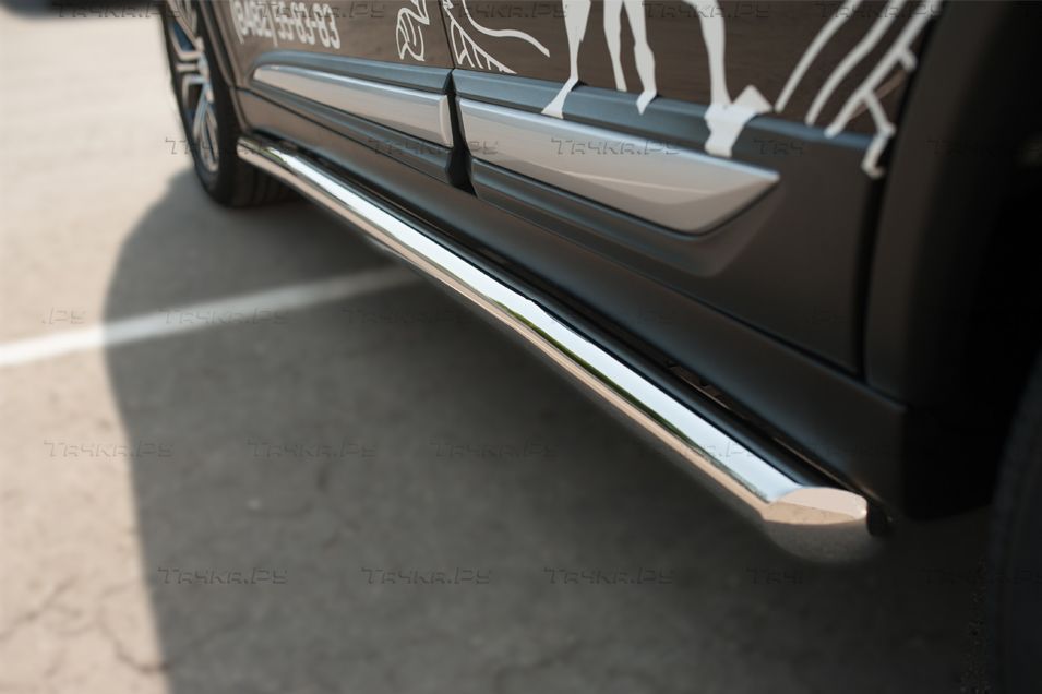 Защита порогов RusStal труба d63 (вариант 1) для Mitsubishi Outlander III 2015-2018. Артикул MOT-0021121