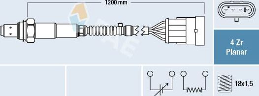 Лямбда-зонд (кислородный датчик) FAE. Артикул 77226