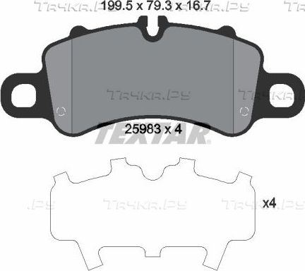 Тормозные колодки Textar передние для Porsche 718 spyder I (982) 2019-2026. Артикул 2598301