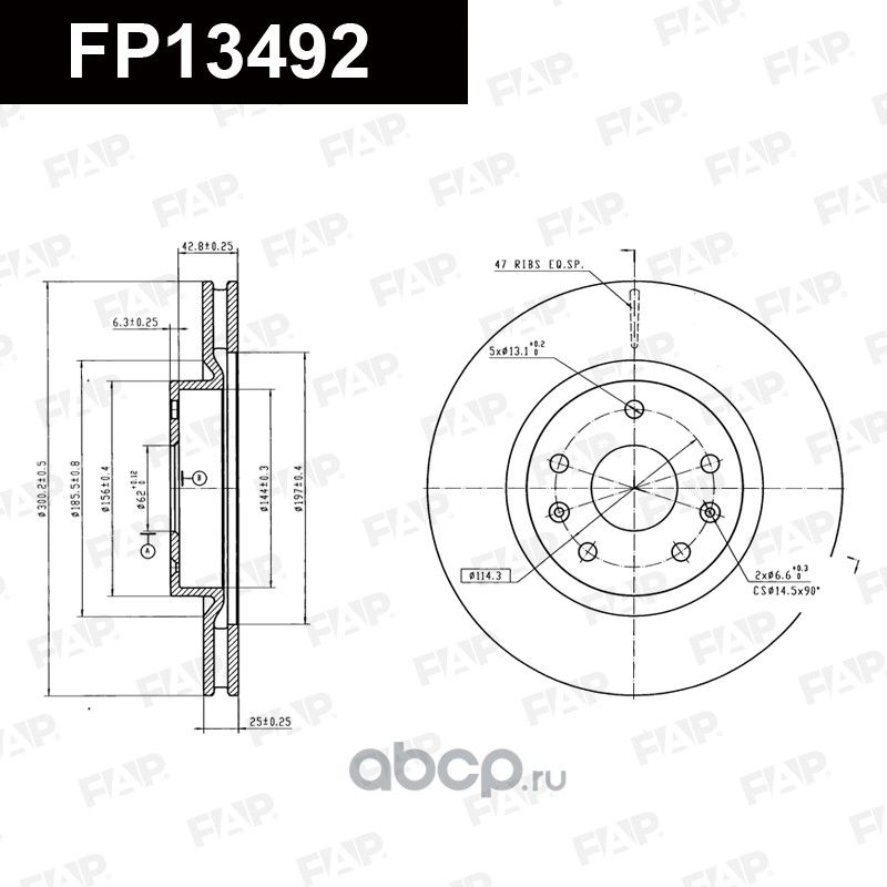 Диск тормозной передний (FAP). Артикул FP13492
