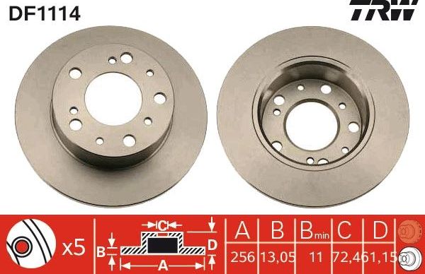 Тормозной диск TRW передний для Fiat Ducato I 1982-1986. Артикул DF1114