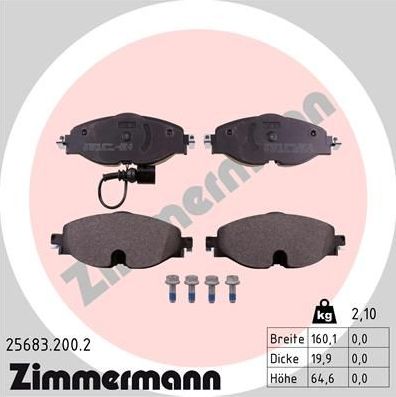 Тормозные колодки Zimmermann. Артикул 25683.200.2