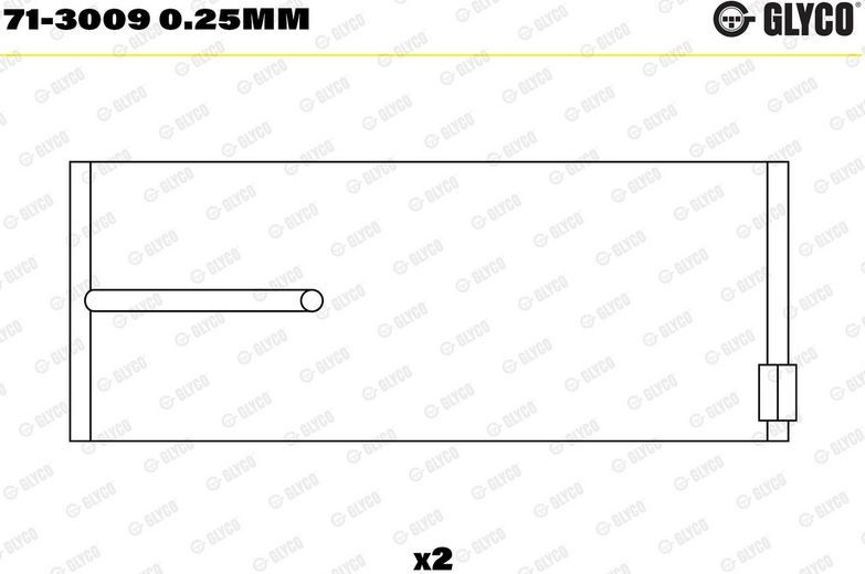 Вкладыши шатунные Glyco для Neoplan Cityliner 1973-2026. Артикул 71-3009 0.25mm