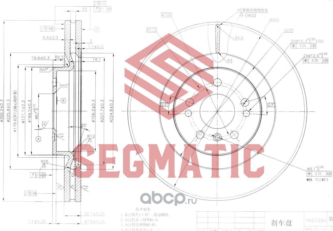 ДИСК ТОРМОЗНОЙ (Segmatic). Артикул SBD30093400