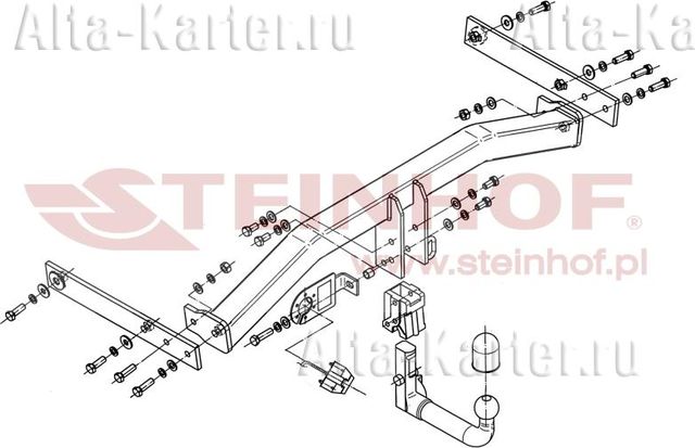 Фаркоп Steinhof для Volkswagen Tiguan 2007-2016. Быстросъемный крюк. Артикул V-129