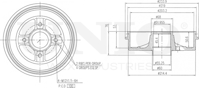 Барабан тормозной (Unio). Артикул BRD-10019