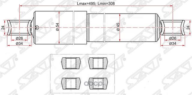 Амортизатор задний TOYOTA DYNA 200TOYOACE G25 95- (SAT). Артикул ST4853180443