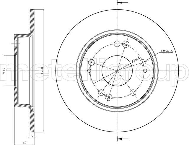 Тормозной диск Metelli. Артикул 23-0957C