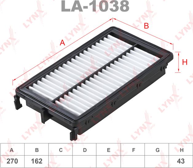 Воздушный фильтр LYNXauto для Hyundai Sonata VIII (DN8) 2020-2026. Артикул LA-1038