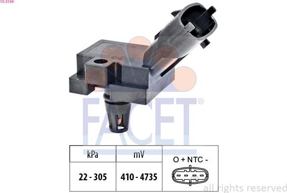 Датчик абсолютного давления (ДАД, MAP) Facet Made in Italy - OE Equivalent. Артикул 10.3186