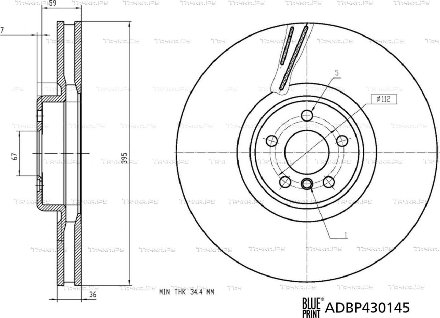 Тормозной диск Blue Print передний левый для BMW X7 I (G07) 2019-2026. Артикул ADBP430145
