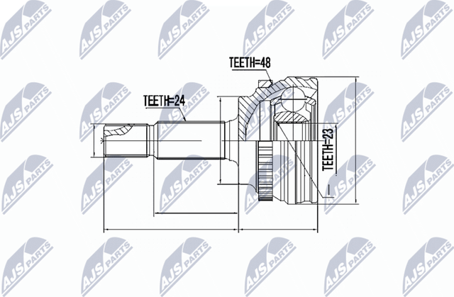 Шрус наружный (граната) NTY для Toyota Echo 2001-2005. Артикул NPZ-TY-056