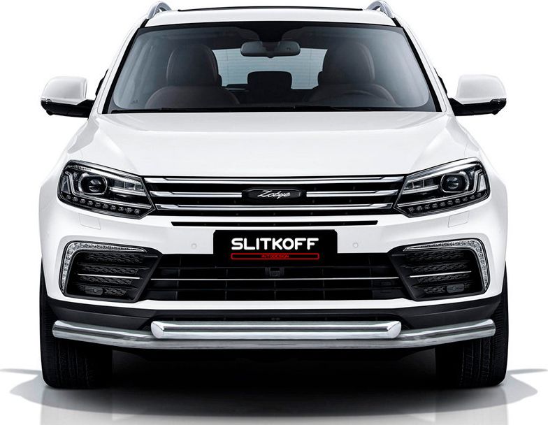 Защита Slitkoff переднего бампера d57+d57 для Zotye Coupa 2018-2026. Артикул ZOTCOP-002