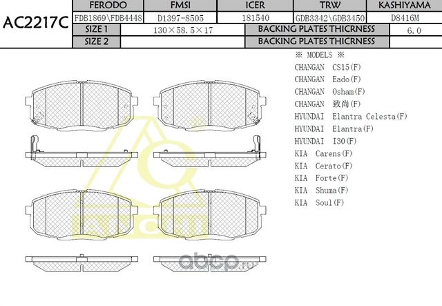 Тормозные колодки (Anchi) Anchi. Артикул AC2217C