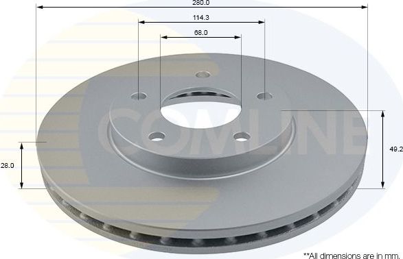 Тормозной диск Comline передний для Nissan Almera Tino I 2000-2006. Артикул ADC0260V