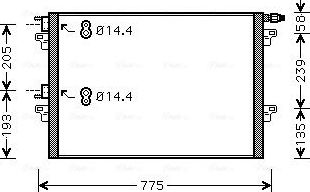 Радиатор кондиционера (конденсатор) AVA (алюминий) для Renault Espace IV 2002-2014. Артикул RTA5297