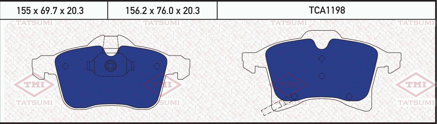 Колодки тормозные передние OPEL Astra/Corsa/Meriva/Zafira 2001 (Tatsumi). Артикул TCA1198