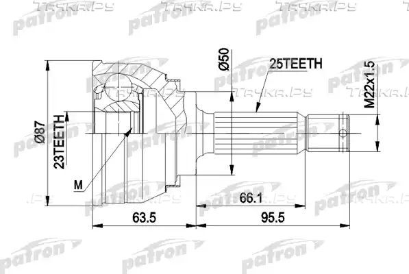 Шрус наружный (граната) Patron для Hyundai Lantra I 1990-1995. Артикул PCV1048