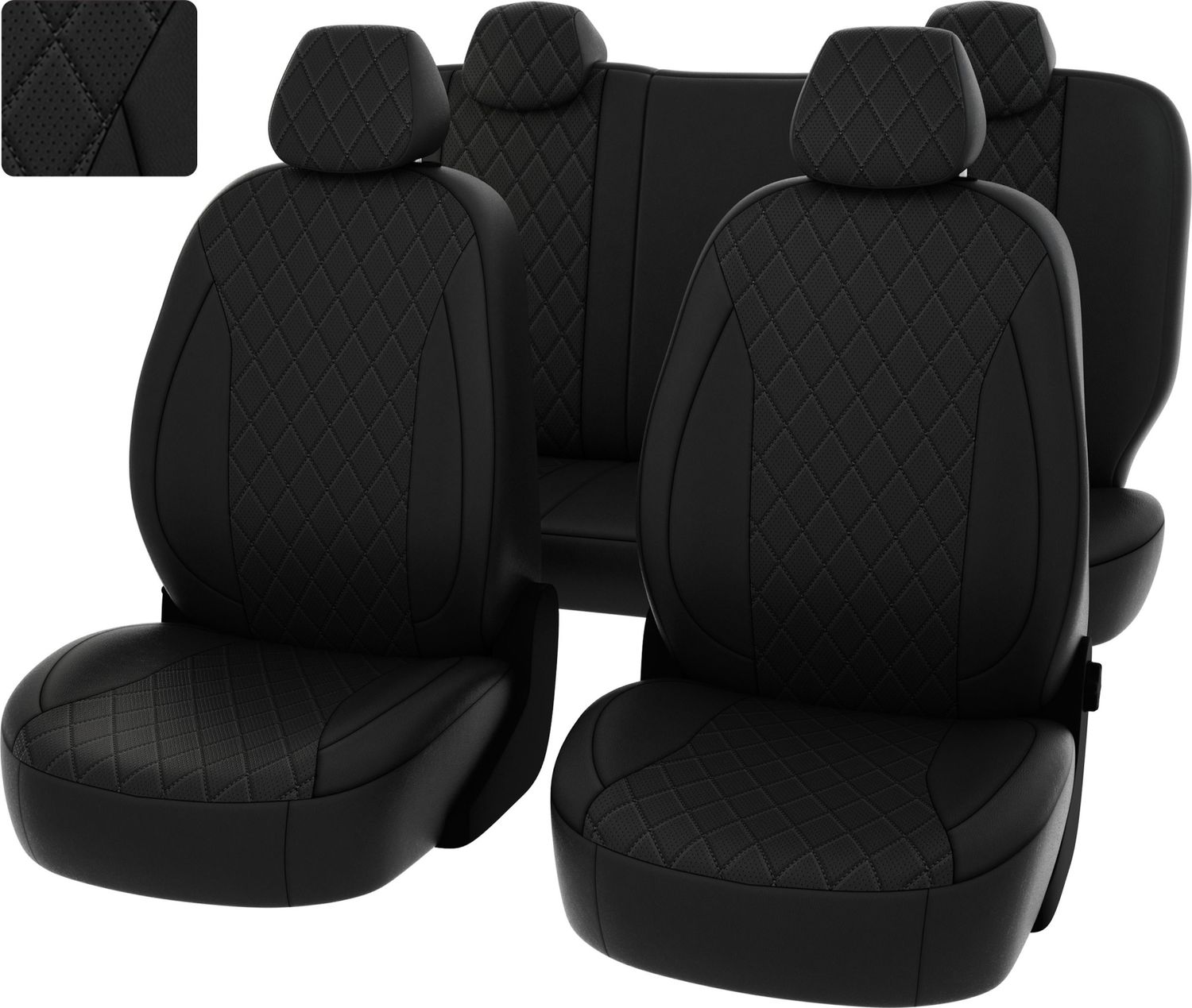 Чехлы PSV Статус на сидения (перф. экокожа) для Toyota Camry XV70 2017-2026, цвет Черный/отстрочка черная. Артикул 133299