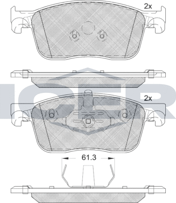Тормозные колодки Icer передние для Citroen Grand C4 SpaceTourer 2018-2026. Артикул 182297