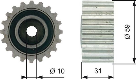 Направляющий (ведущий) ролик ремня ГРМ Gates (Металл). Артикул T41236