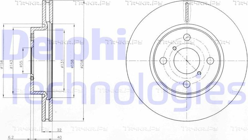 Тормозной диск Delphi передний для Toyota Yaris II 2005-2012. Артикул BG4116C
