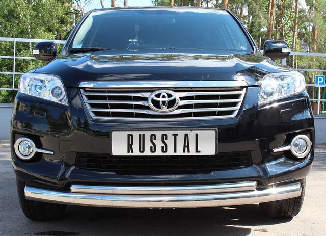 Защита RusStal переднего бампера d76/42 (дуга) для Toyota RAV4 III (обычная база) 2010-2012. Артикул TRZ-100502