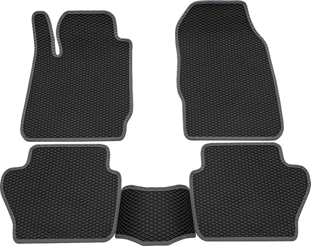 Коврики Rezkon EVA для салона Ford Fiesta VI до рестайлинга 2008-2015 Серый кант. Артикул 9016005102