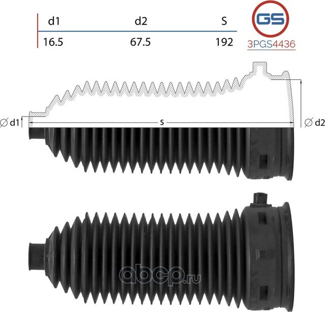 Пыльник рулевой рейки Mercedes Viano W639 2003-, Mercedes Vito / Mixto W639 2003 (GS). Артикул 3PGS4436