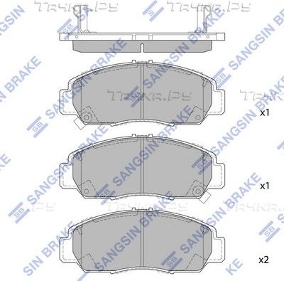 Тормозные колодки Sangsin Hi-Q передние для Honda Civic IX 2012-2016. Артикул SP2012B