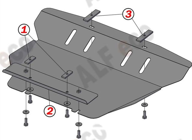 Защита алюминиевая Alfeco для картера и КПП Mercedes-Benz С-класс W202 E 1993-1997. Артикул ALF.36.03al