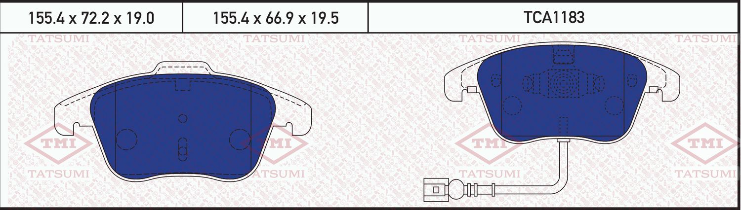 Колодки тормозные VW TIGUAN 07- перед. (Tatsumi). Артикул TCA1183