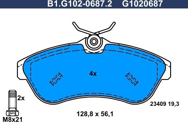 Тормозные колодки Galfer. Артикул B1.G102-0687.2