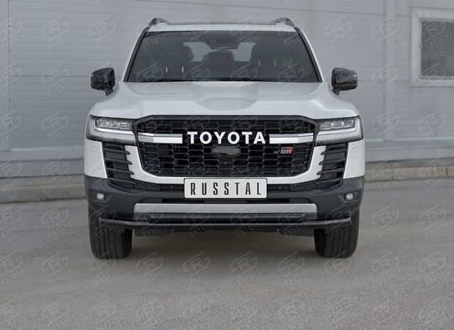 Защита RusStal переднего бампера d63 секции-d42 дуга для Toyota Land Cruiser 300 GR Sport 2021-2026 Черная. Артикул TLCZ-003964CH