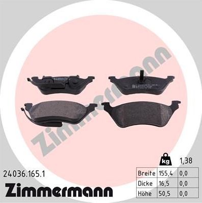 Тормозные колодки Zimmermann. Артикул 24036.165.1