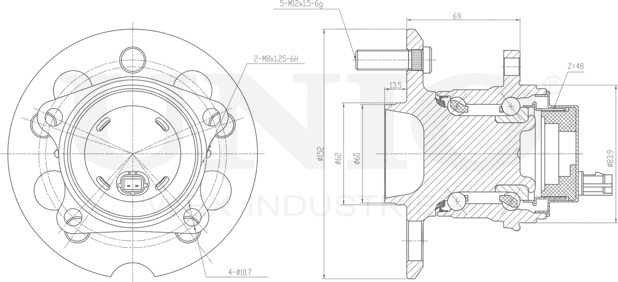 Ступица колеса с интегрированным подшипником (Unio). Артикул HUB-20272