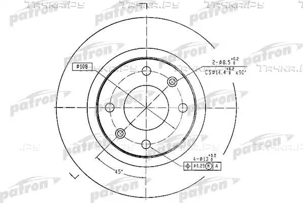 Тормозной диск Patron передний для Citroen Berlingo I 1996-2011. Артикул PBD1220
